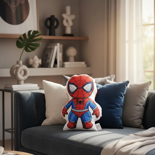 Almohada Muñeco Chibi Spider-man En Poliester Lavable Spider-man