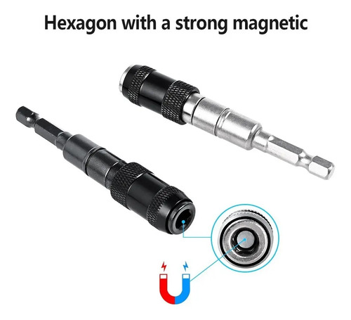 Punta Magnetica Derecha Y Angular Para Taladro 20 Grados 1/4 - Imagen 2