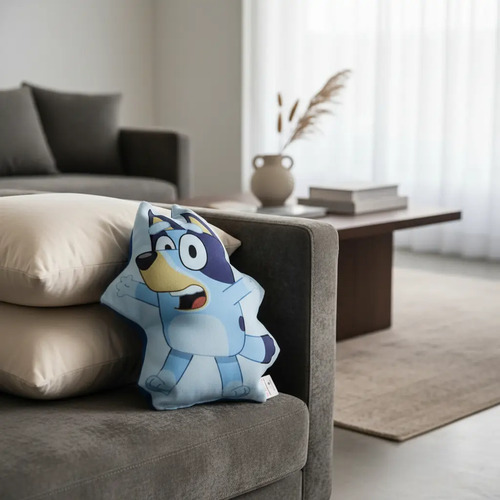 Almohada Muñeco Chibi Bluey En Poliester Lavable Bluey