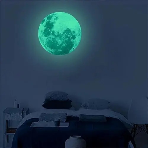 Luna En Vinilo Para Pared Dormitorio (fotoluminiscente) - Imagen 5