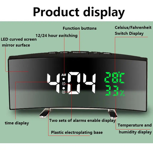 Reloj Despertador Curvo Inteligente Negro - Imagen 3