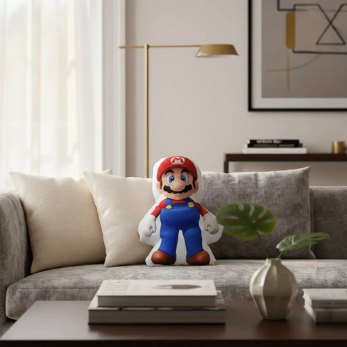 Almohada Muñeco Chibi Mario Bros En Poliester Lavable Mario Bros