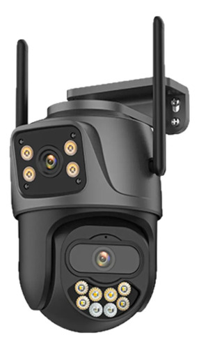 Camara De Seguridad Móvil 360 Grados Doble Con Wifi Negro
