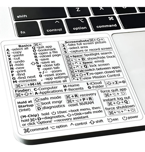 Pegatina De Acceso Directo Atajos Teclado Mac Os Para Laptop Transparente