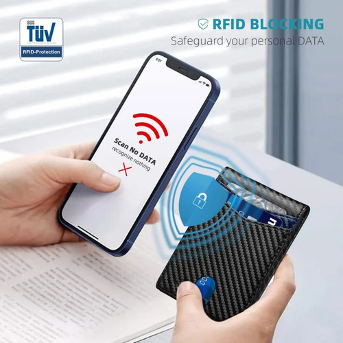 Billetera De Hombre Tarjetero Delgada Con Bloqueo Rfid - Imagen 3