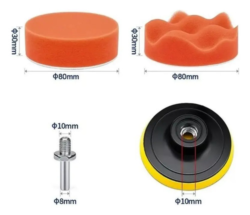 Kit De Pulido Para Taladros 11 Piezas De 8 Cm. Autos Etc.. Único - Imagen 5