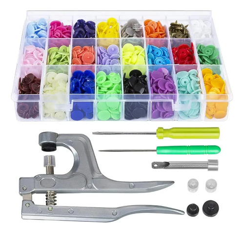 360 Botones 24 Colores Y Pinza Para Aplicarlos Ropa, Bebes Multicolor