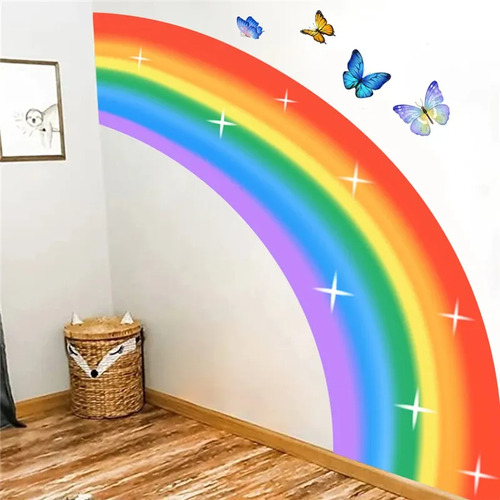 Sticker Arcoiris Y Mariposas 1,55 X 1,70 M Decoracion Niños - Imagen 3