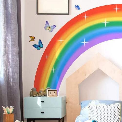 Sticker Arcoiris Y Mariposas 1,55 X 1,70 M Decoracion Niños - Imagen 4
