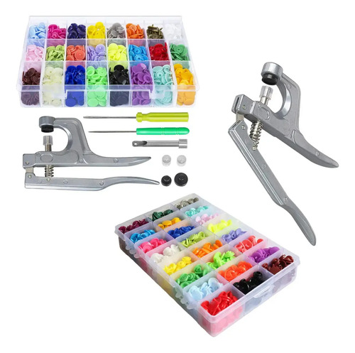 360 Botones 24 Colores Y Pinza Para Aplicarlos Ropa, Bebes Multicolor - Imagen 3